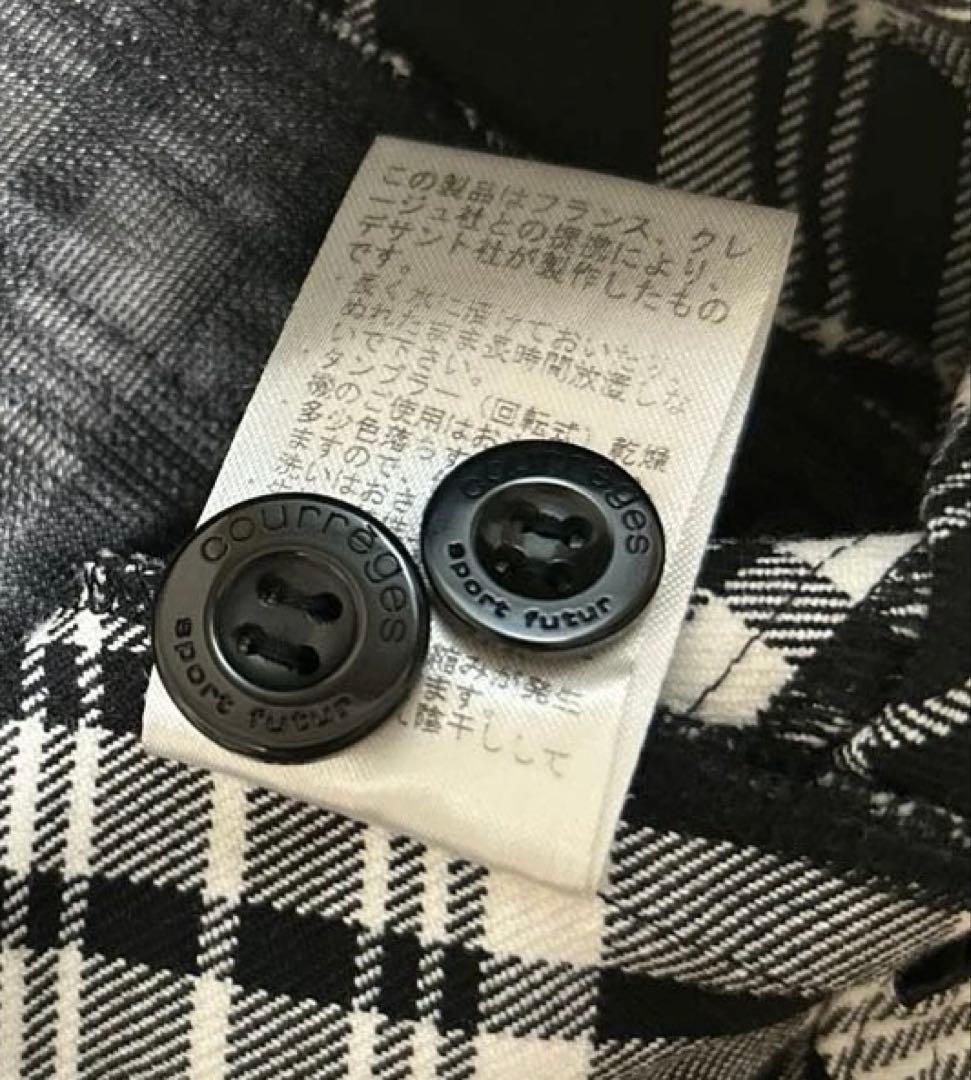 美品クレージュミニスカートゴルフスポーツ42 XL相当ブラックホワイトチェック