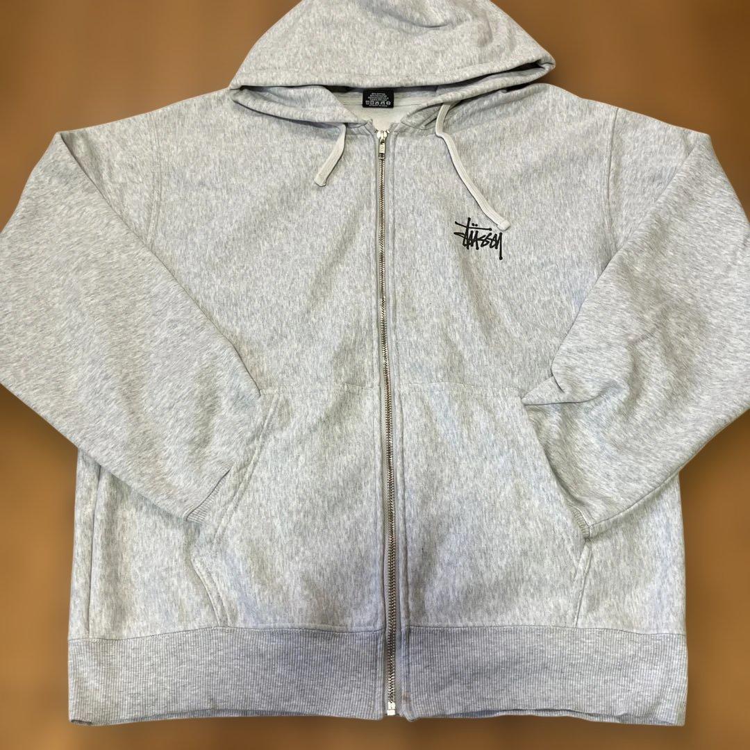 【90s/希少】 Stussy グレー フルジップ パーカー