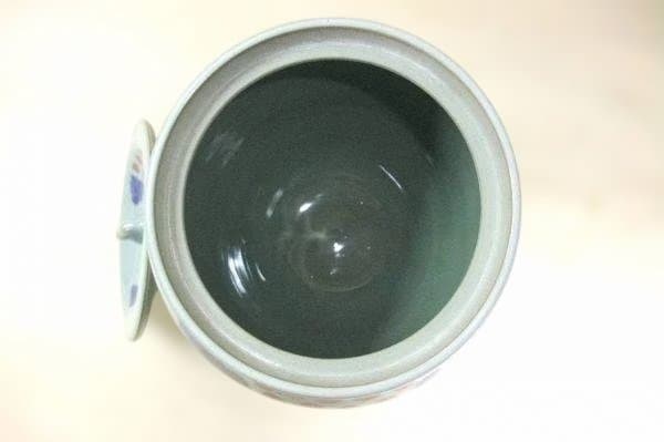 青地 水差し ぶどう絵 銘「春暁」茶道具 美品 未使用 紙箱