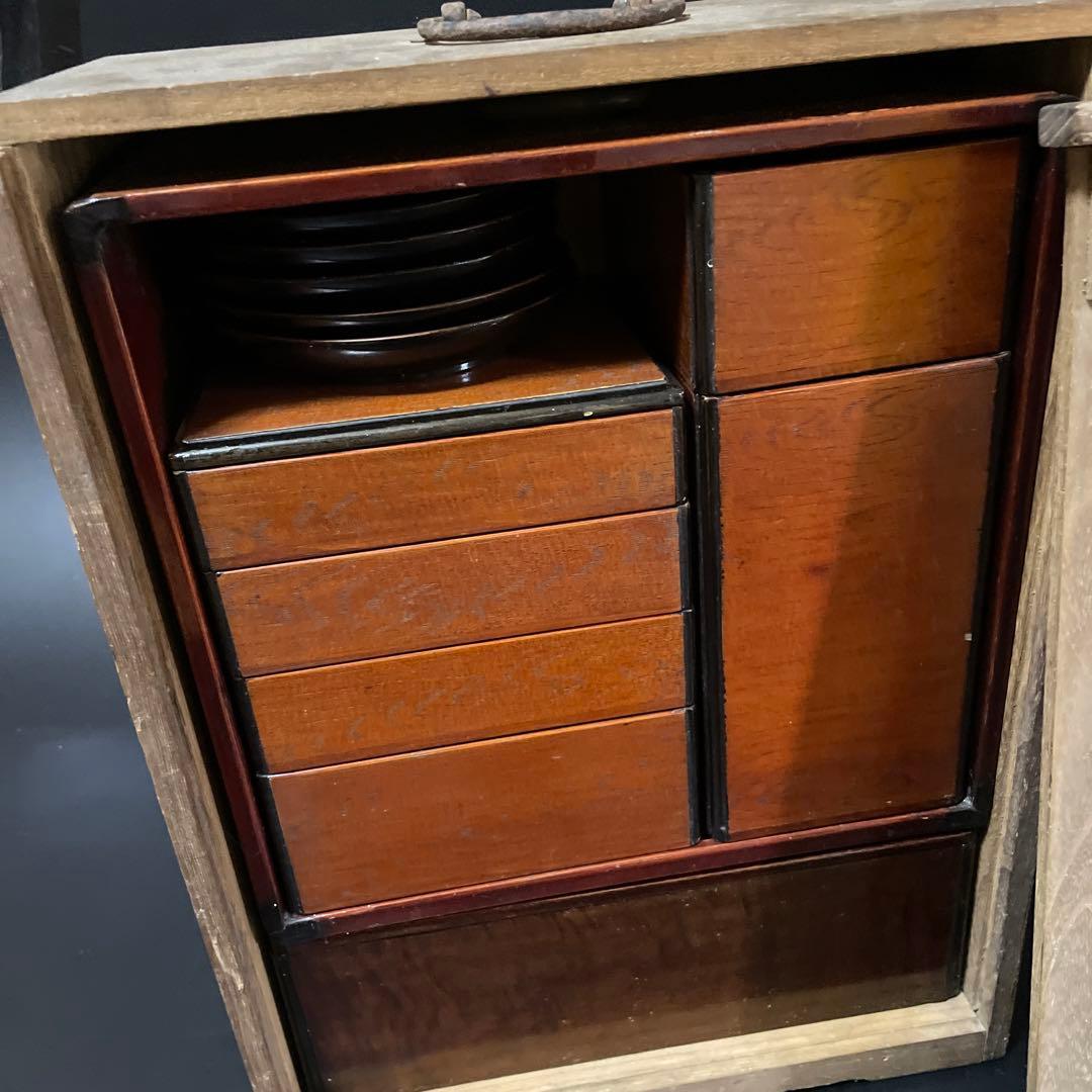 時代物　昔の木製弁当箱　欅　お重箱