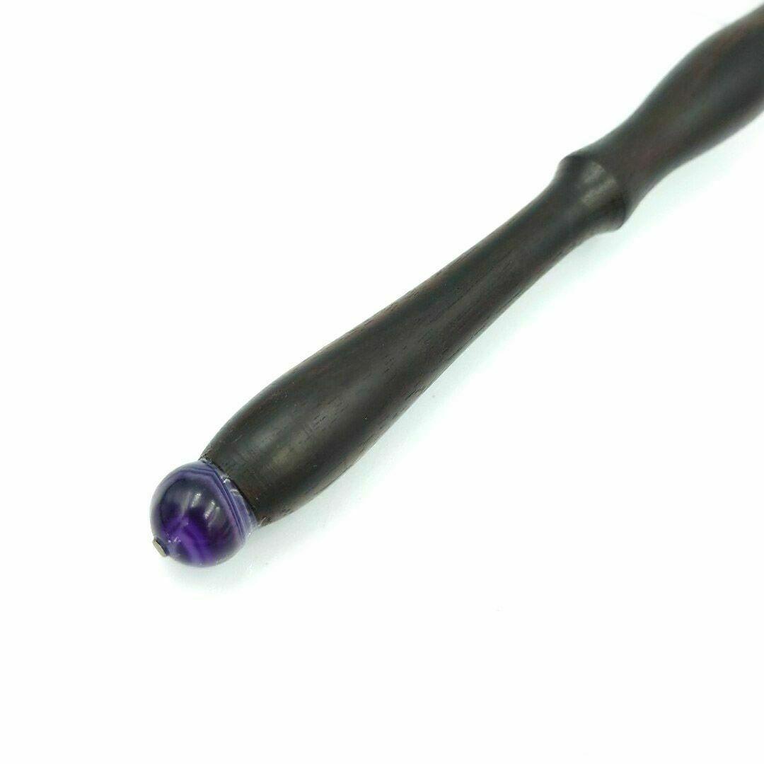 黒檀　ガラスペン木軸　No.7　パープルストライプアゲート　ボルトレッティ互換軸