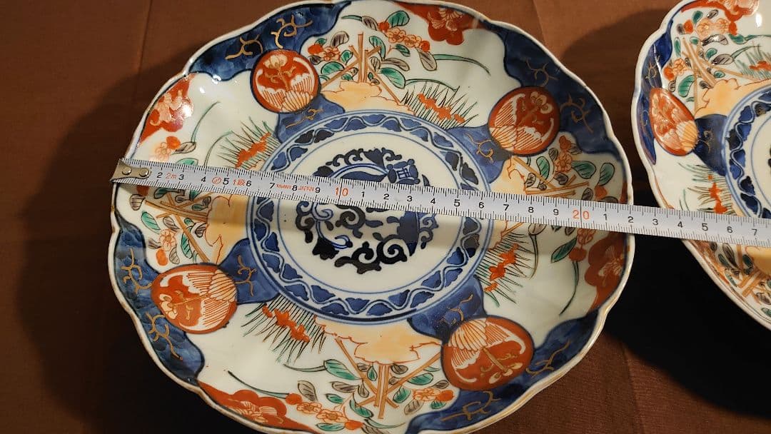 大聖寺伊万里　古伊万里　伊万里　色絵　金襴手　中皿　菓子皿　蔵出し　江戸期　２客