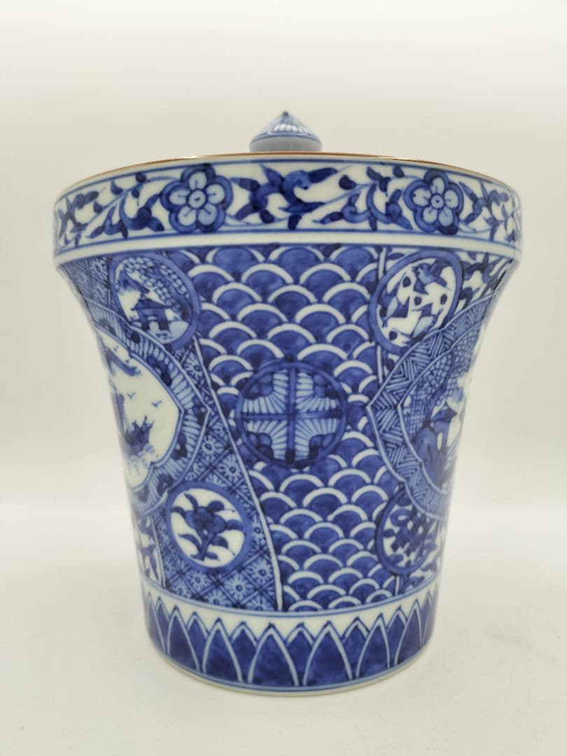 b423【新品・未使用】水指 祥瑞末広 高野昭阿弥 木箱 茶道具