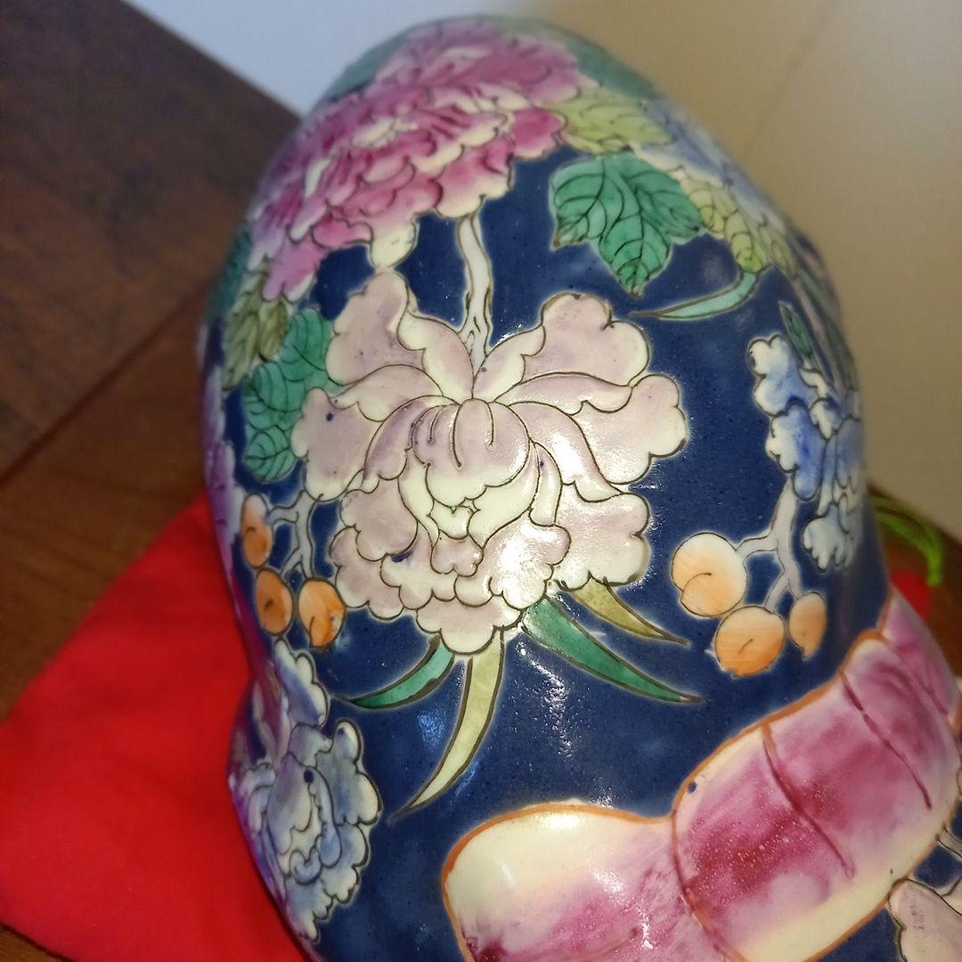 眠り猫　陶器　花　日本 vintage ceramic cat object