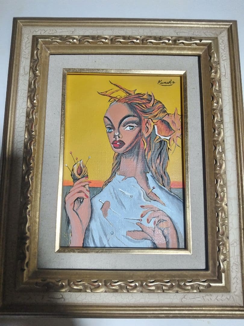 金子國義、絵画、油彩、SM号、暁オ閉じる女、新品額縁、肉筆、鴨居玲、佐伯祐三。