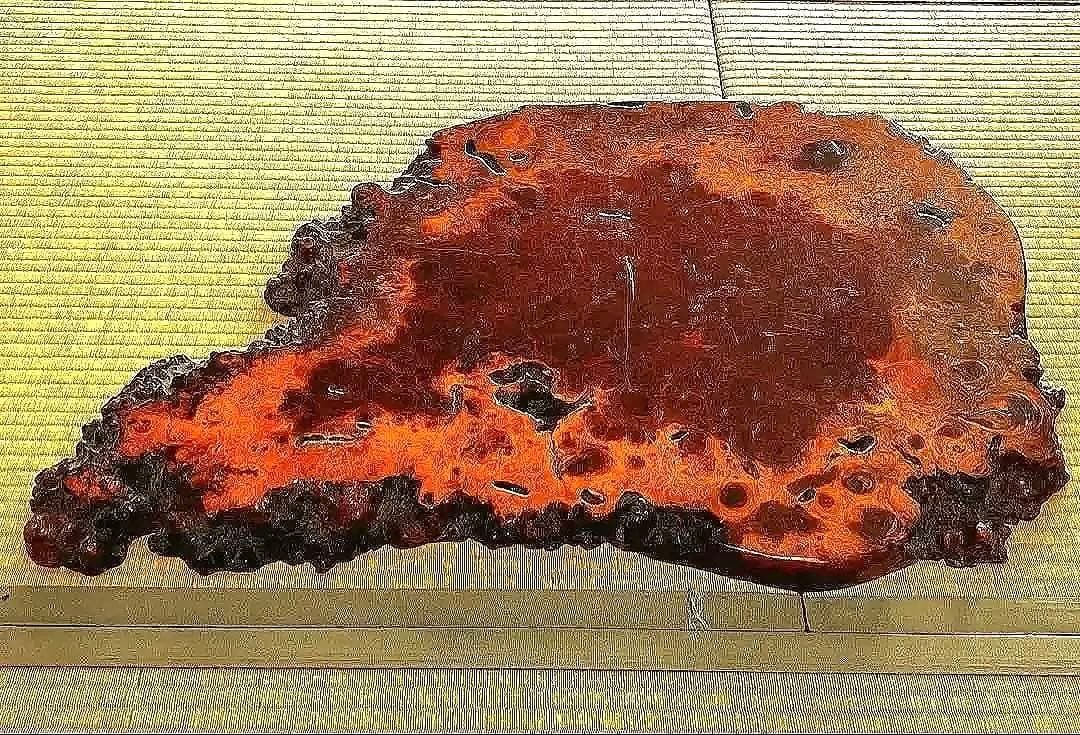 天然時代木 花梨 美玉杢 瘤 花台 香台 盆栽台 平台 肉厚 約80㎝ 7㎏