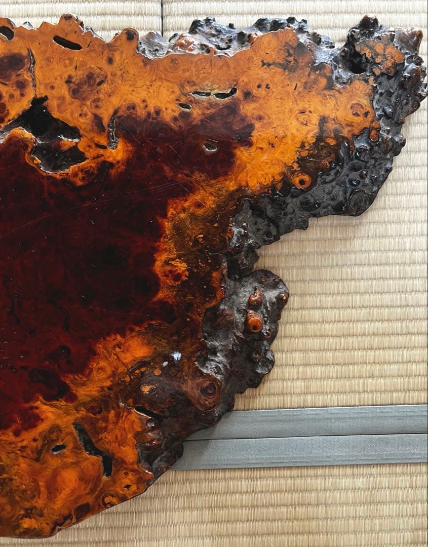 天然時代木 花梨 美玉杢 瘤 花台 香台 盆栽台 平台 肉厚 約80㎝ 7㎏