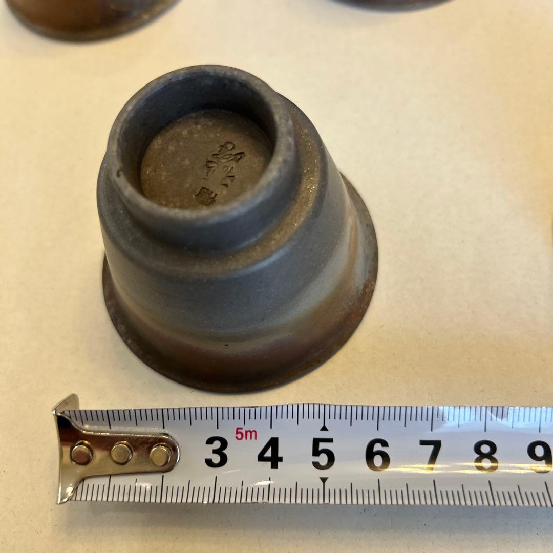 『値引き』備前焼　藤田龍峰　煎茶器　煎茶碗5客　青備前