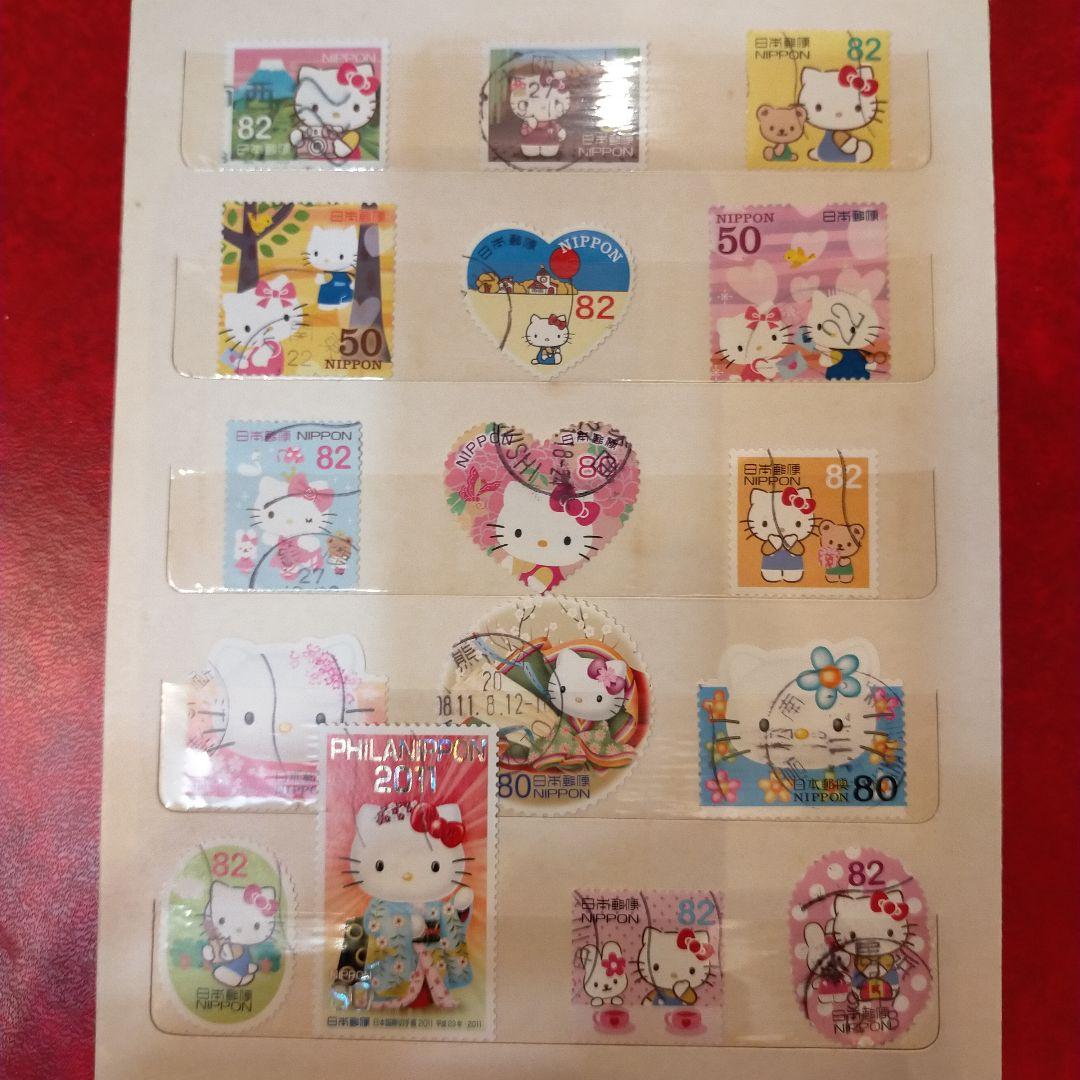 終了参考品！サンリオハローキティスタンプシール12種と切手使用済16種