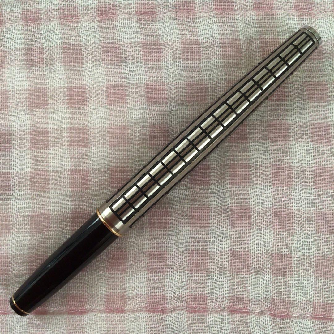 プラチナ 14K 14金 万年筆 ショート 中字 蝕刻 食刻 黒 廃盤