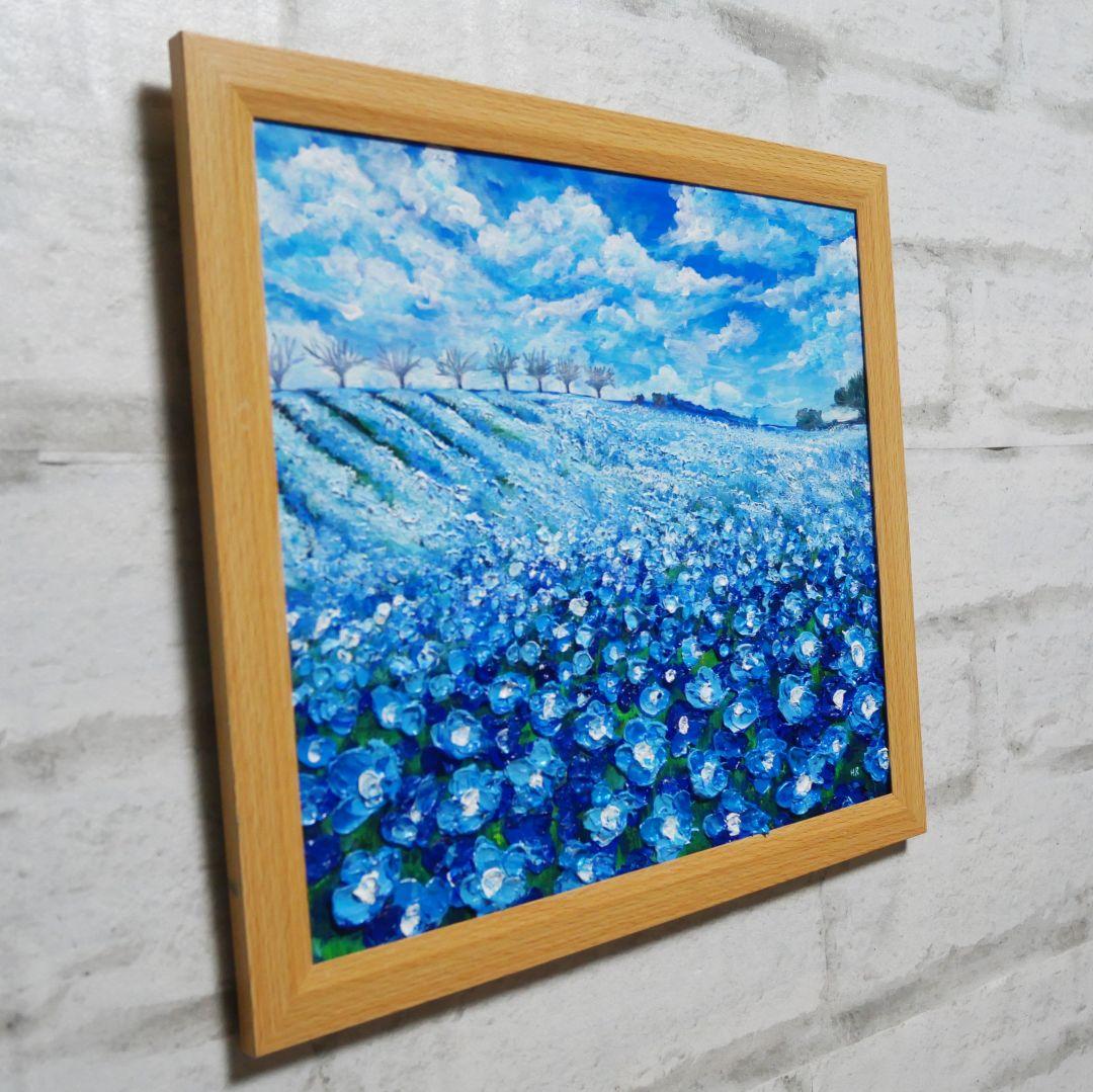油絵 油彩 油彩画 絵画 絵【ネモフィラブルーの丘】