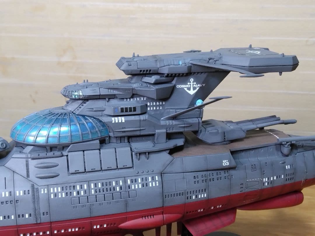 宇宙戦艦ヤマト1/1000波動実験艦GINGA3199艦橋LED付き全塗装完成品