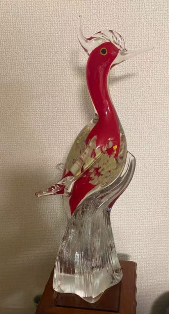 マルティグラスガラス工芸鳥置物