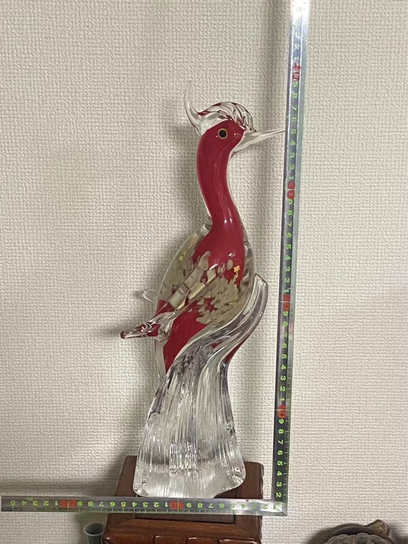 マルティグラスガラス工芸鳥置物