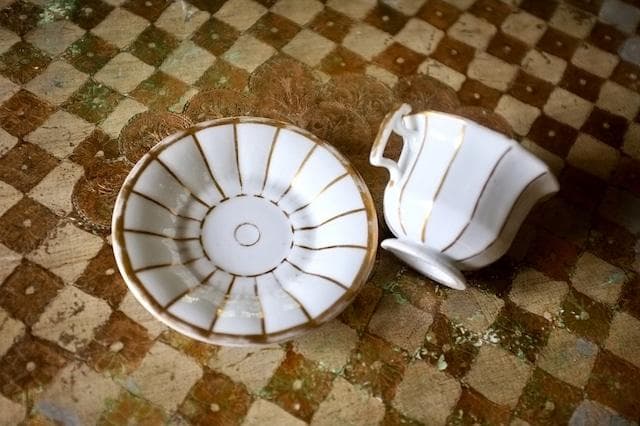 フランス 19世紀 金の珊瑚とカップアンドソーサーa パリ窯 アンティーク