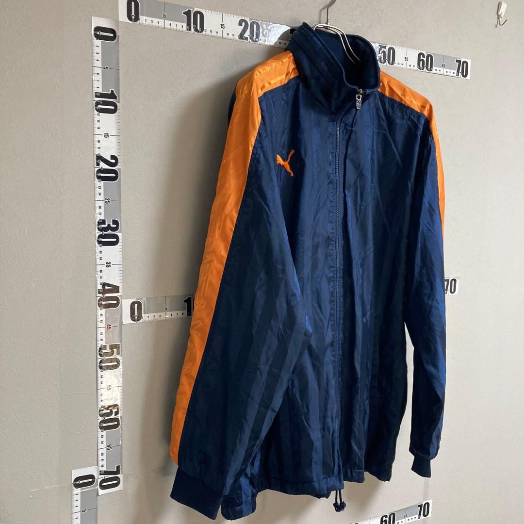 プーマ PUMA ナイロンジャケット 上下セット 紺色 ネイビー O オレンジ