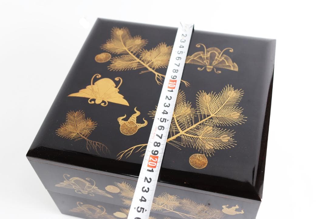 茶道具 蝶蒔絵 重箱 二枚蓋 共箱 漆芸 木製漆器