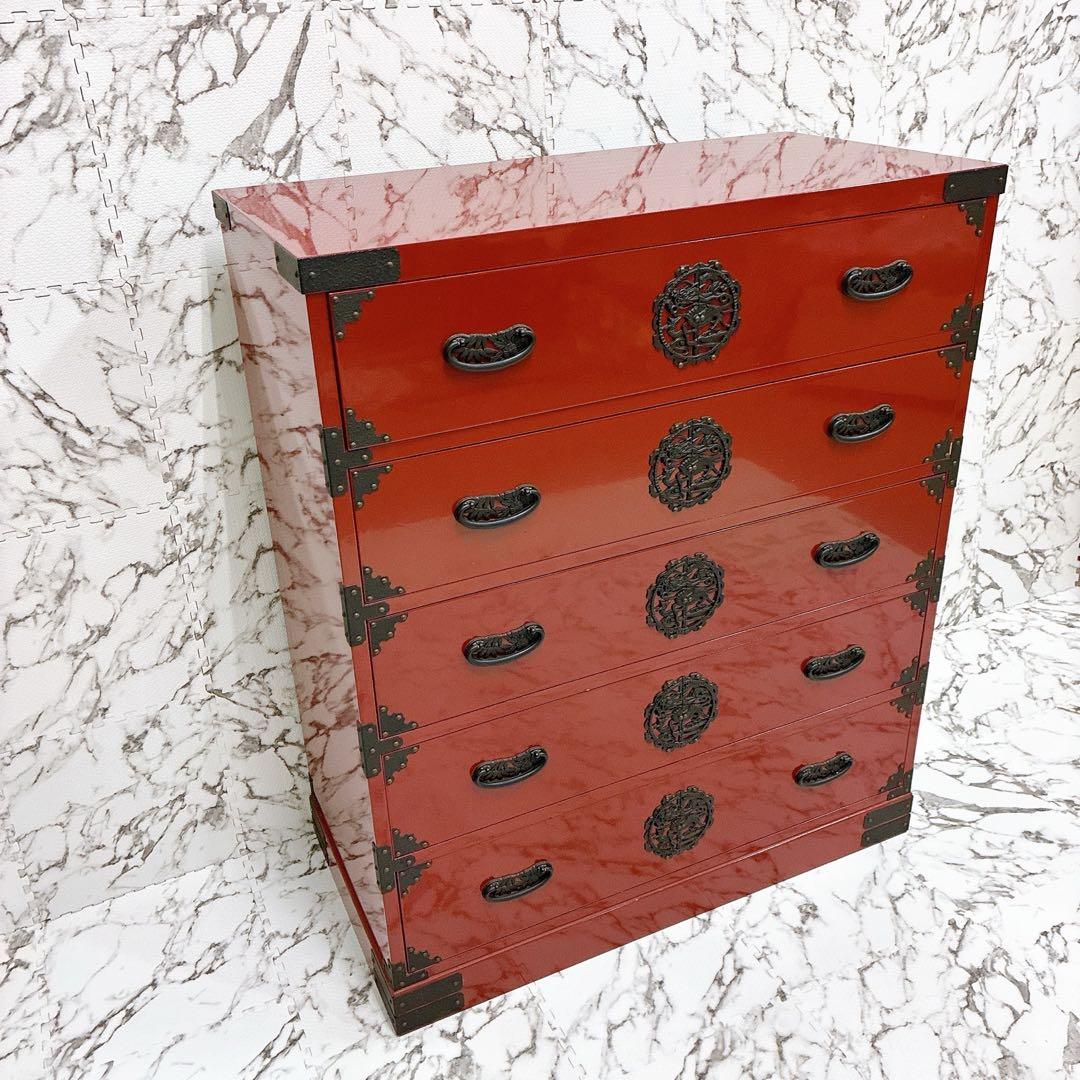 仙台箪笥 五段 赤家具 鉄金具 和箪笥 伝統工芸 和家具