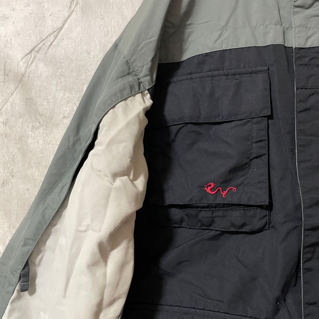Burtonバートンスキーウェアスノーボードジャケット紺ネイビー灰色グレー刺繍