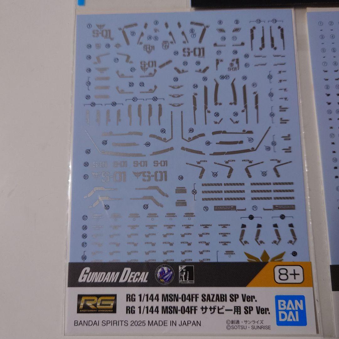 RG サザビー/ニューガンダム　、水転写デカールSP ver.