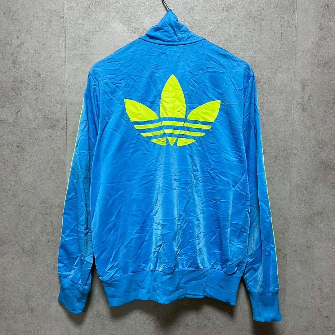 adidas アディダス　蛍光ライン　トラックジャケット ビッグトレフォイルロゴ