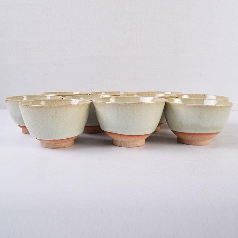 煎茶道具　萬古焼　陶華園造　煎茶碗　十客　共箱　C　R8908