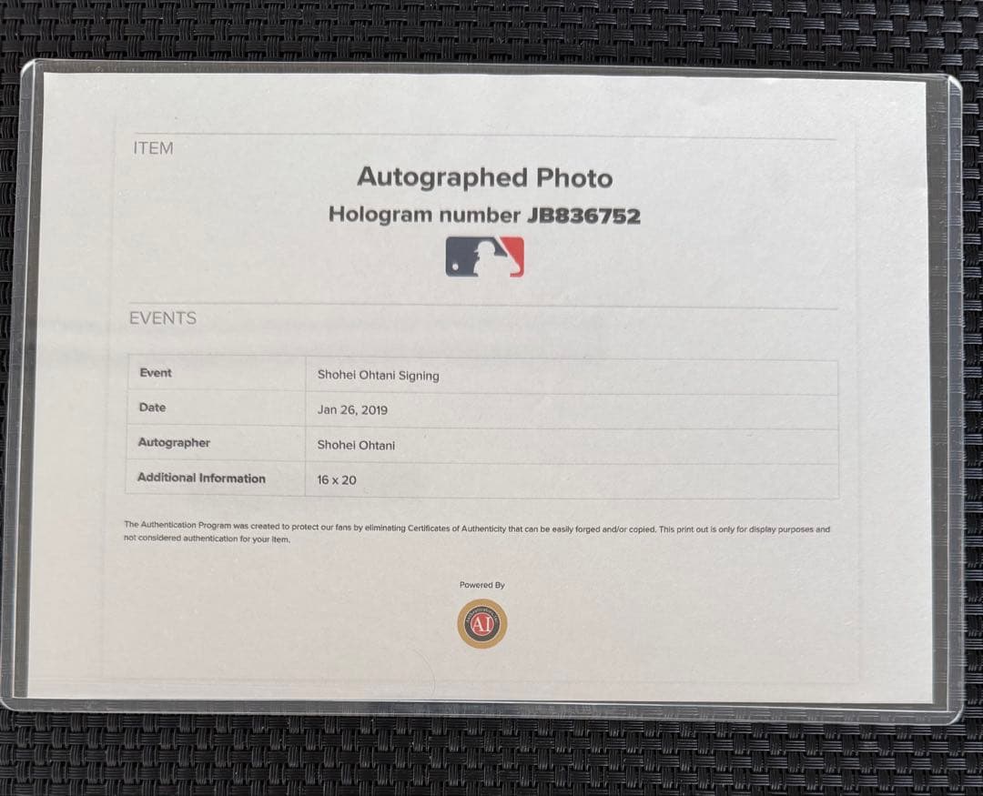 【直筆サイン】大谷翔平 特大写真 Fanatics& MLB公式ホログラム 額縁