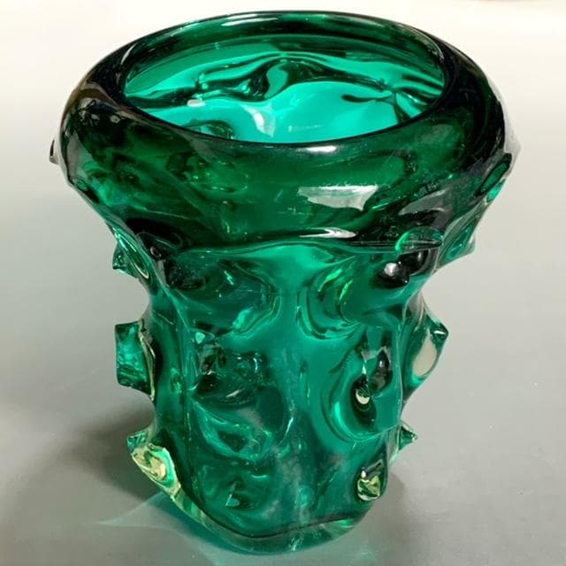ドームナンシー  グリーン 花瓶 ガラス突起 1920年代 本物保証