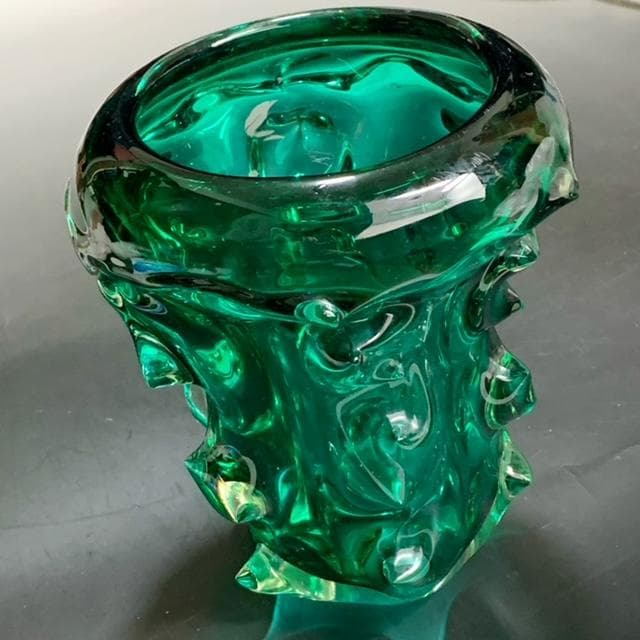 ドームナンシー  グリーン 花瓶 ガラス突起 1920年代 本物保証