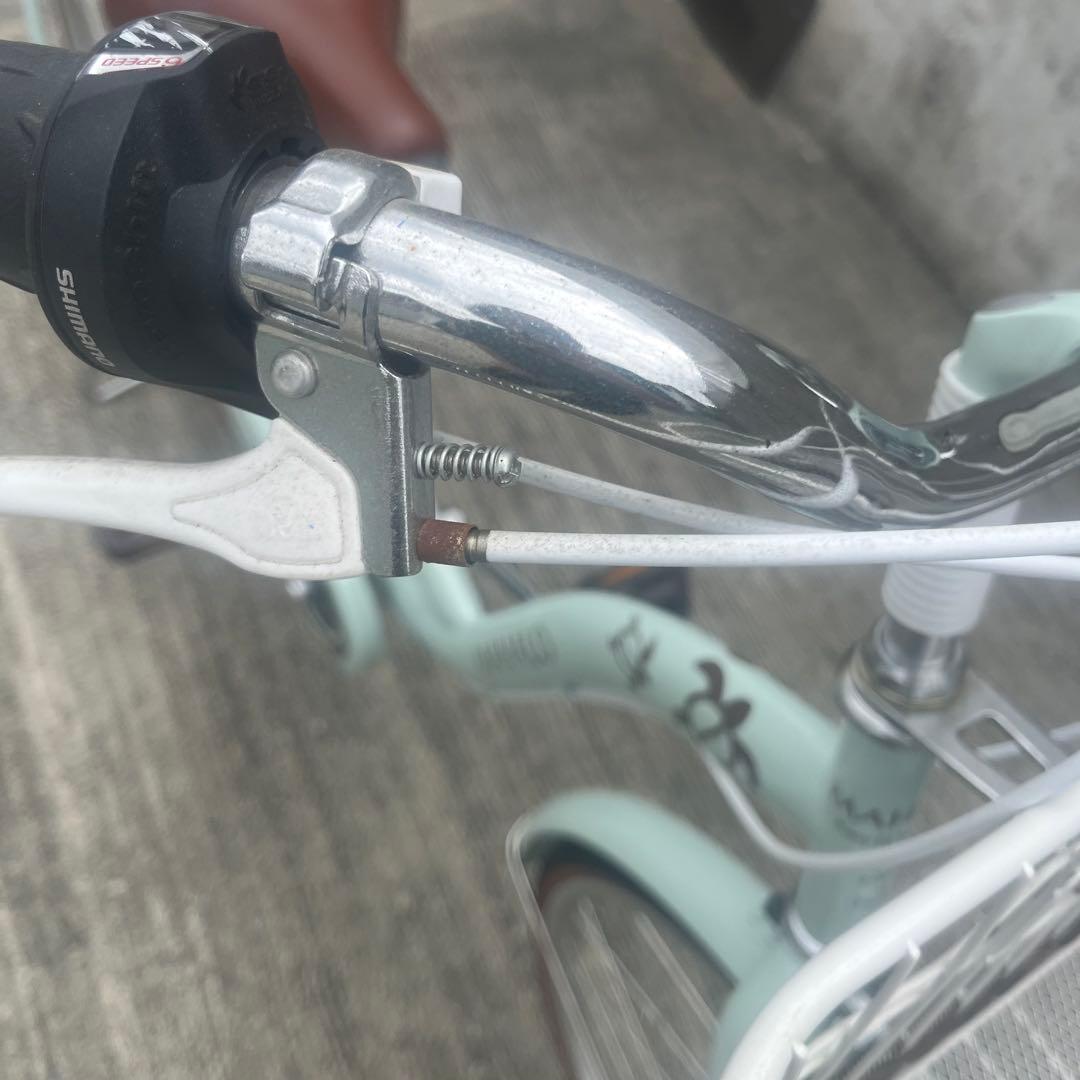 【美品】子供用自転車 26インチ ミントグリーン 前面バスケット付き