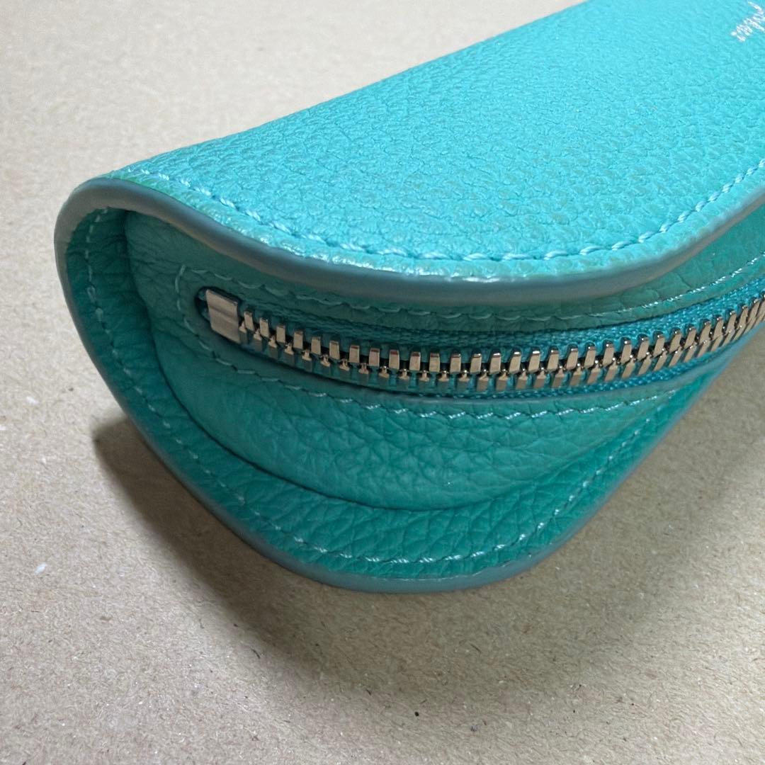美品 ル・ボナー デブペンケース シュランケンカーフ ミント ペンケース 本革