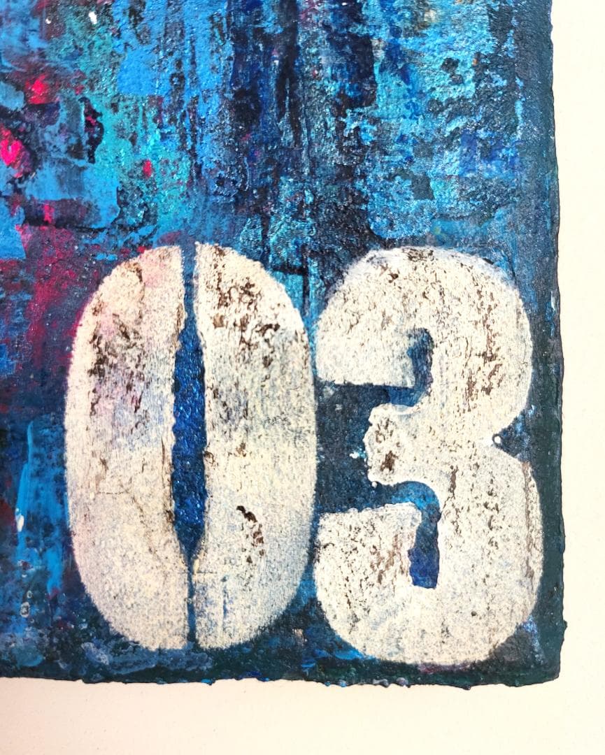 ナンバー3 / テクスチャーアート18×18㎝ S0 モダンアート 原画1点のみ