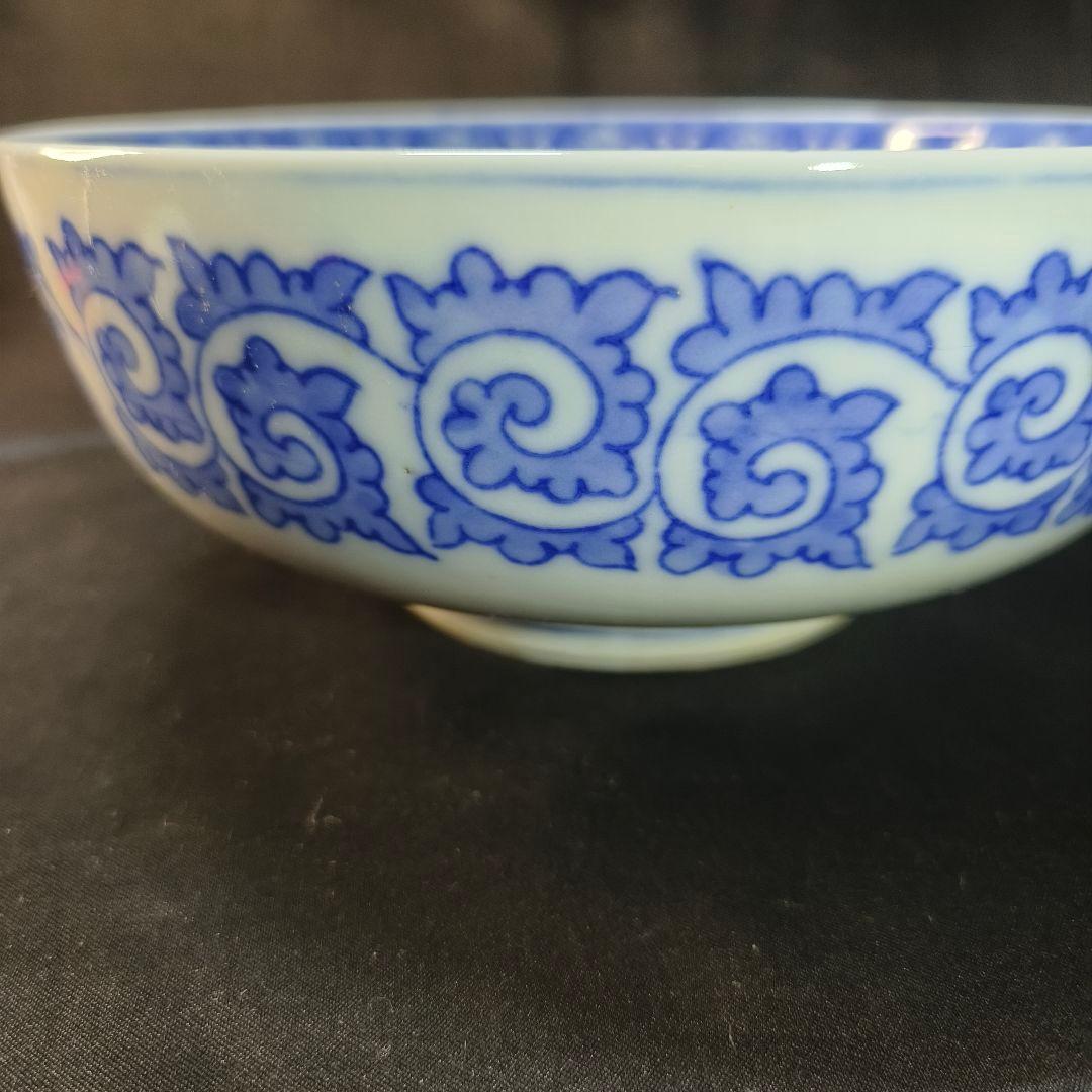 古伊万里 染付三つ鉢 山水風景文 手描き 明治骨董 古美術品 蒐集家放出美品