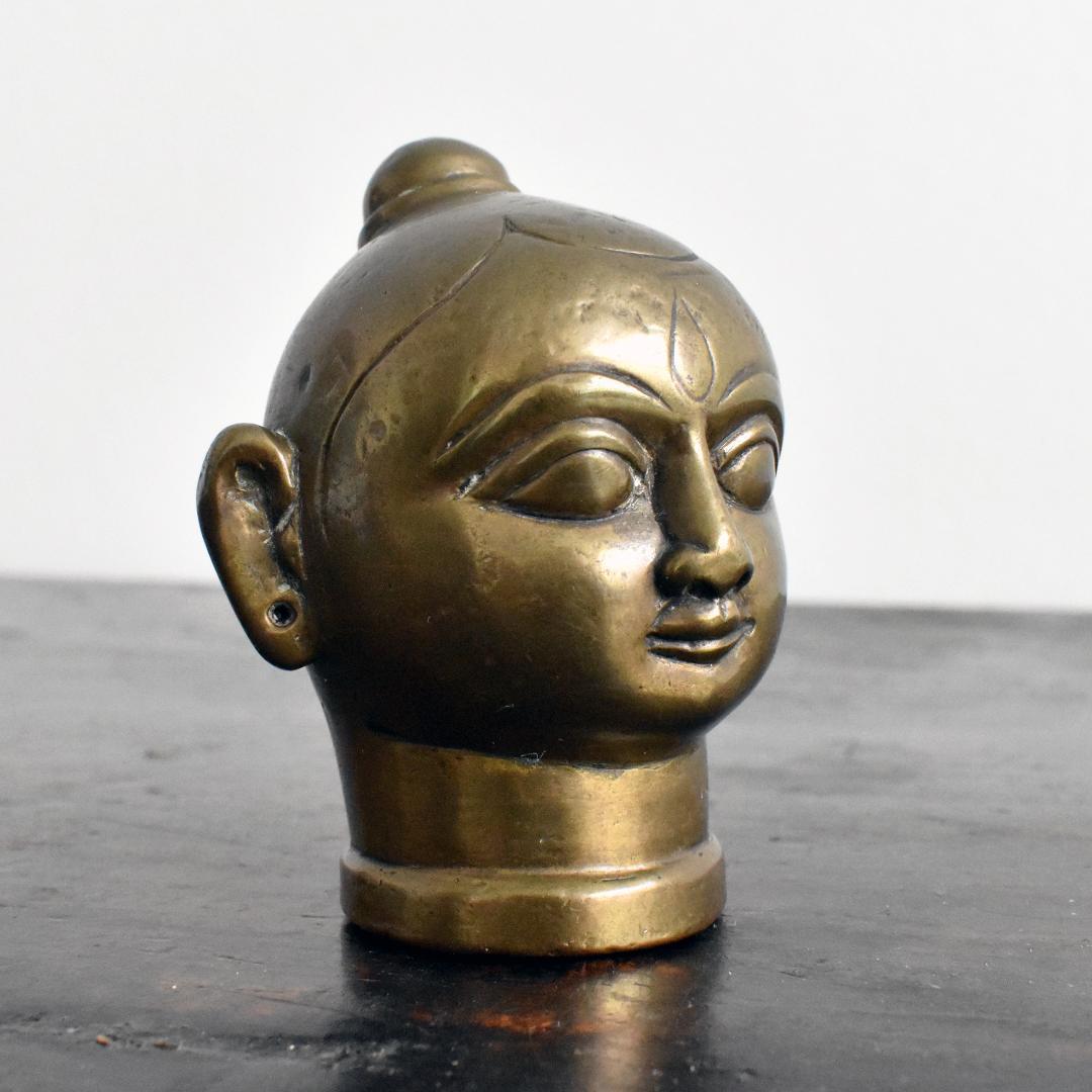 インド 19世紀 ヒンドゥー教 ガウリ女神頭部像 /真鍮/神具/仏具/厄除け