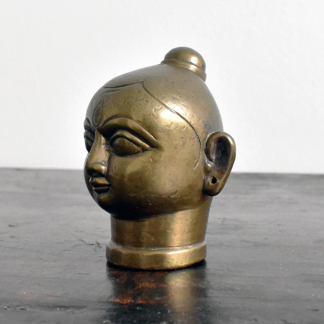 インド 19世紀 ヒンドゥー教 ガウリ女神頭部像 /真鍮/神具/仏具/厄除け