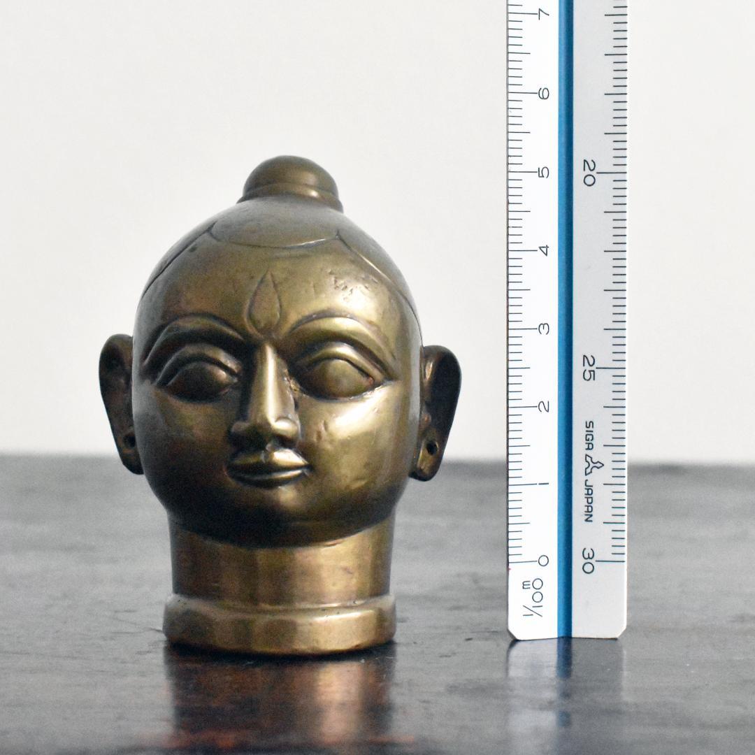 インド 19世紀 ヒンドゥー教 ガウリ女神頭部像 /真鍮/神具/仏具/厄除け
