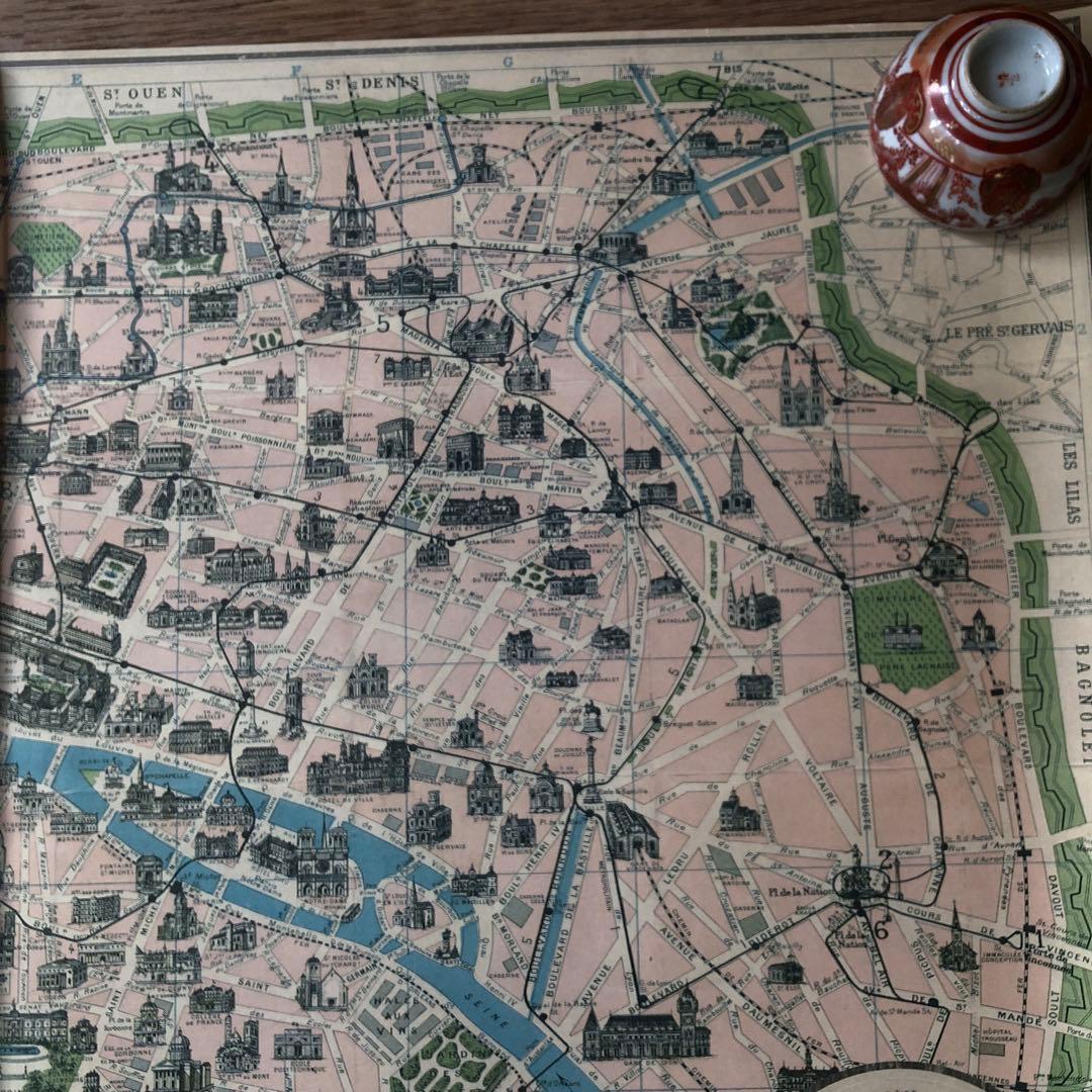 パリ市内地図　リトグラフポスター
