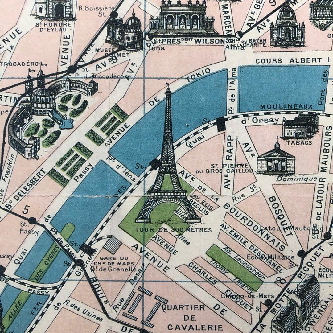 パリ市内地図　リトグラフポスター