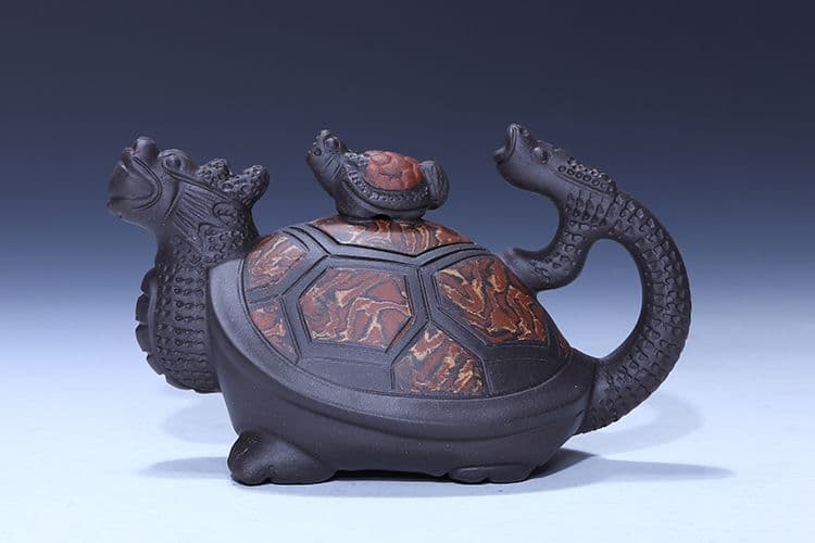 紫砂茶壷 中国宜興製   竜亀壺