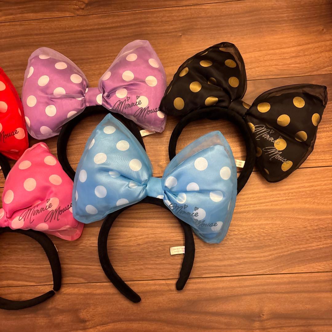 東京ディズニーリゾート　ミニー　水玉　ビッグリボンカチューシャ　5色セット