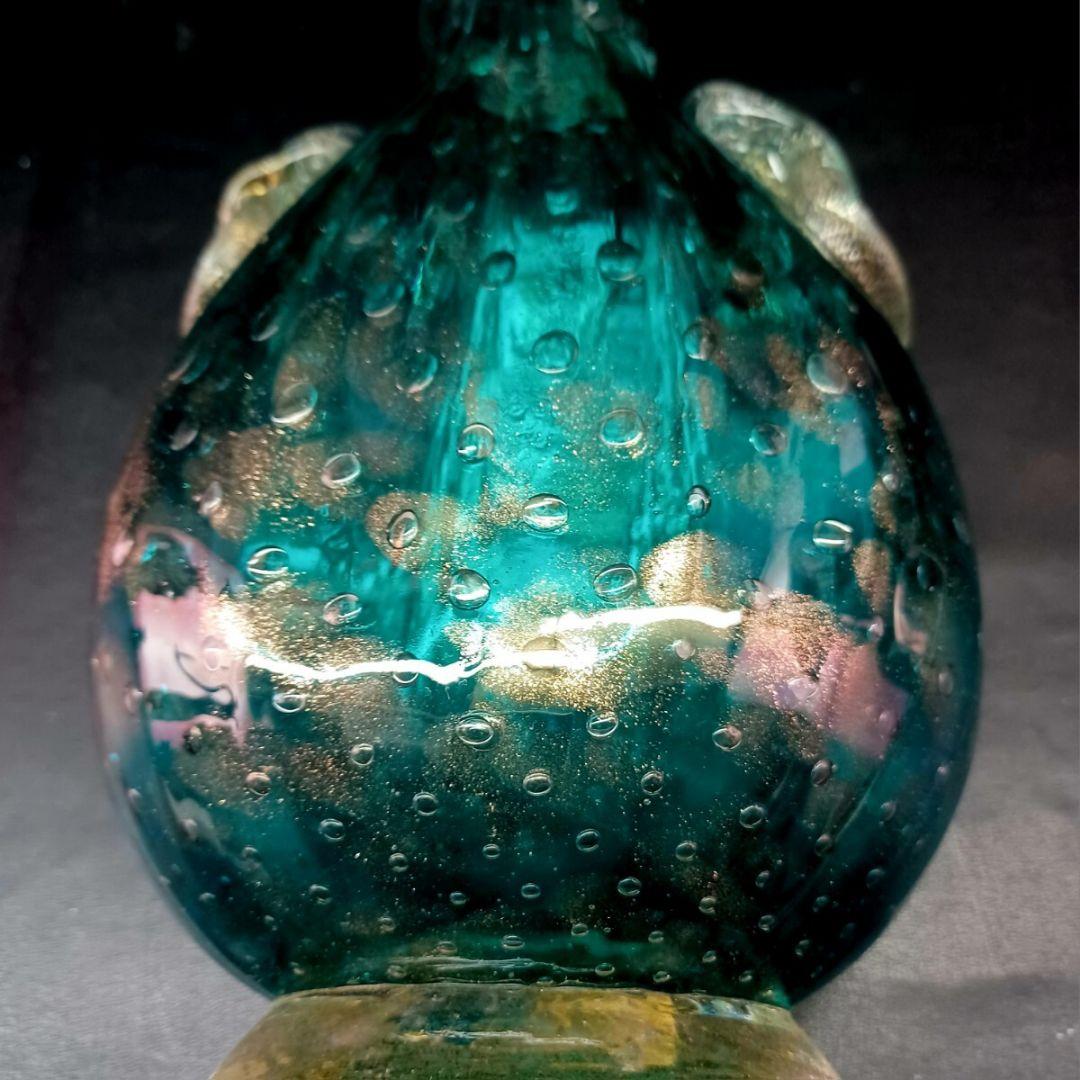 MURANO ムラノ 金彩 エメラルドグリーン ライオン モチーフ 装飾 花器