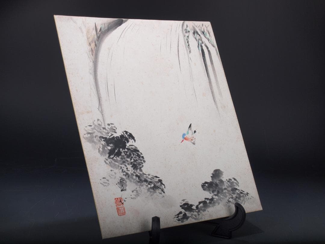 骨董市仕入れ　時代の肉筆絵札　激安骨董品 X543D1-4