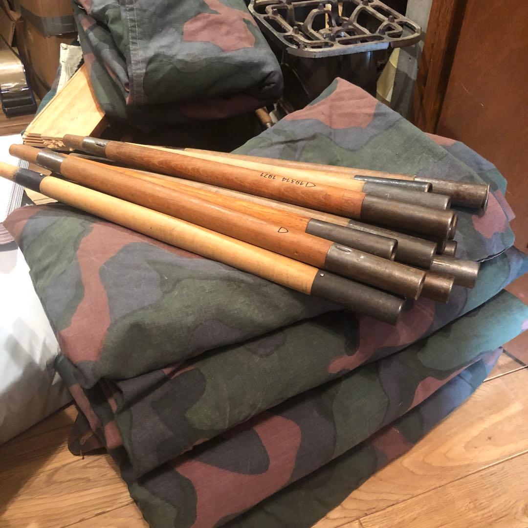 【軍幕屋】Ｂ級品3枚+デッドストック1枚★ノルウェー軍カモⅡテント★ポール8本付