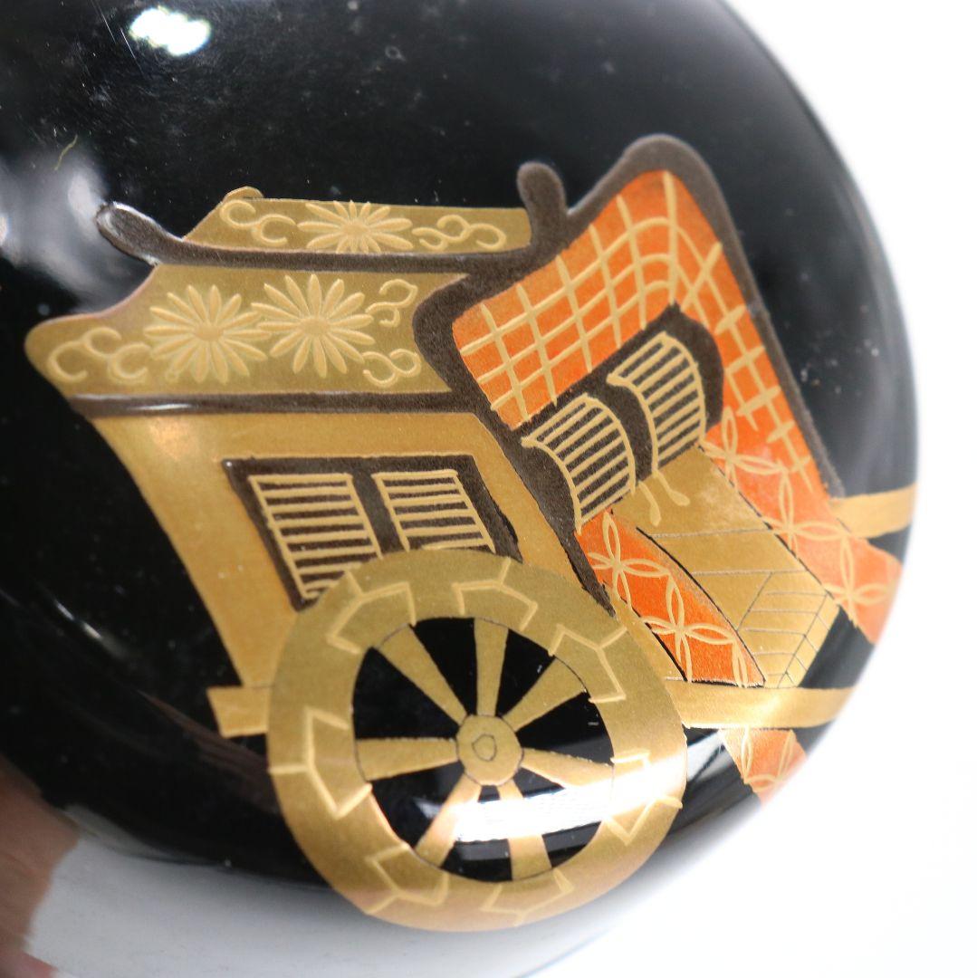 竹内幸斎作 御所車蒔絵 中棗 茶道具 共箱　V927　N7