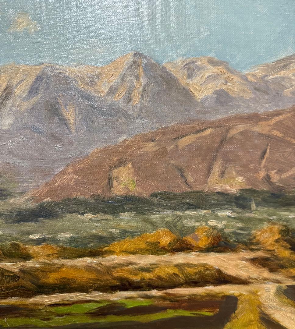 黒田清輝写【赤石山脈にて】 油彩画 山と風景 サイン入り　F6サイズ　送料込み