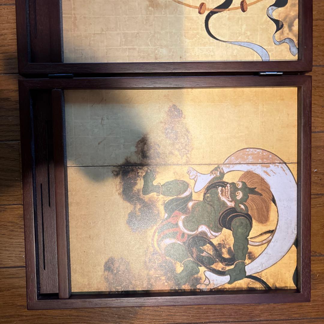 風神雷神図の屏風　ミニチュア