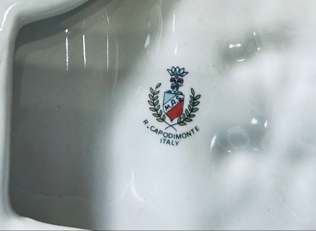 70'R.Capodimonte ashtray setカポディモンテ陶器製灰皿