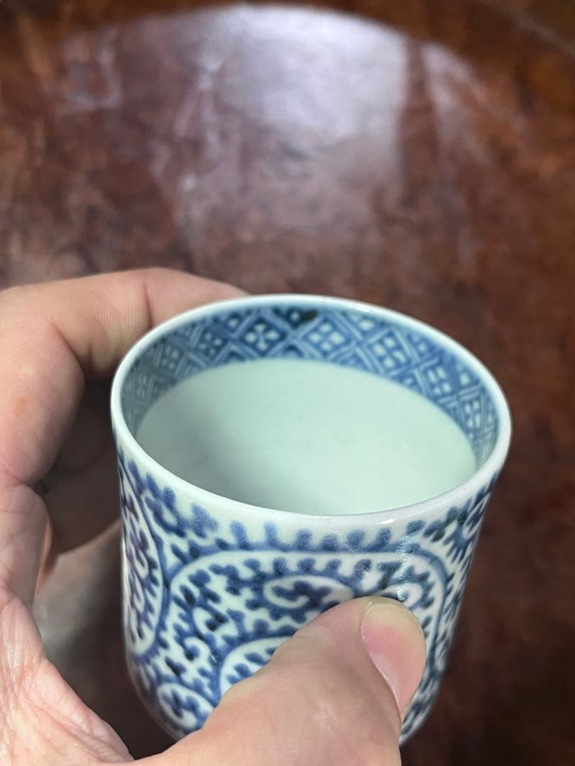古伊万里　覗き猪口　のぞき猪口　蛸唐草　大振　無傷完品　唐草　民藝　民芸　唐草
