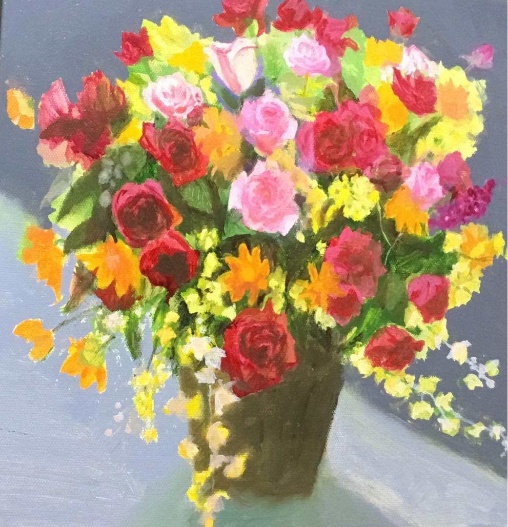 油彩画　「　バラ　」原画　3D