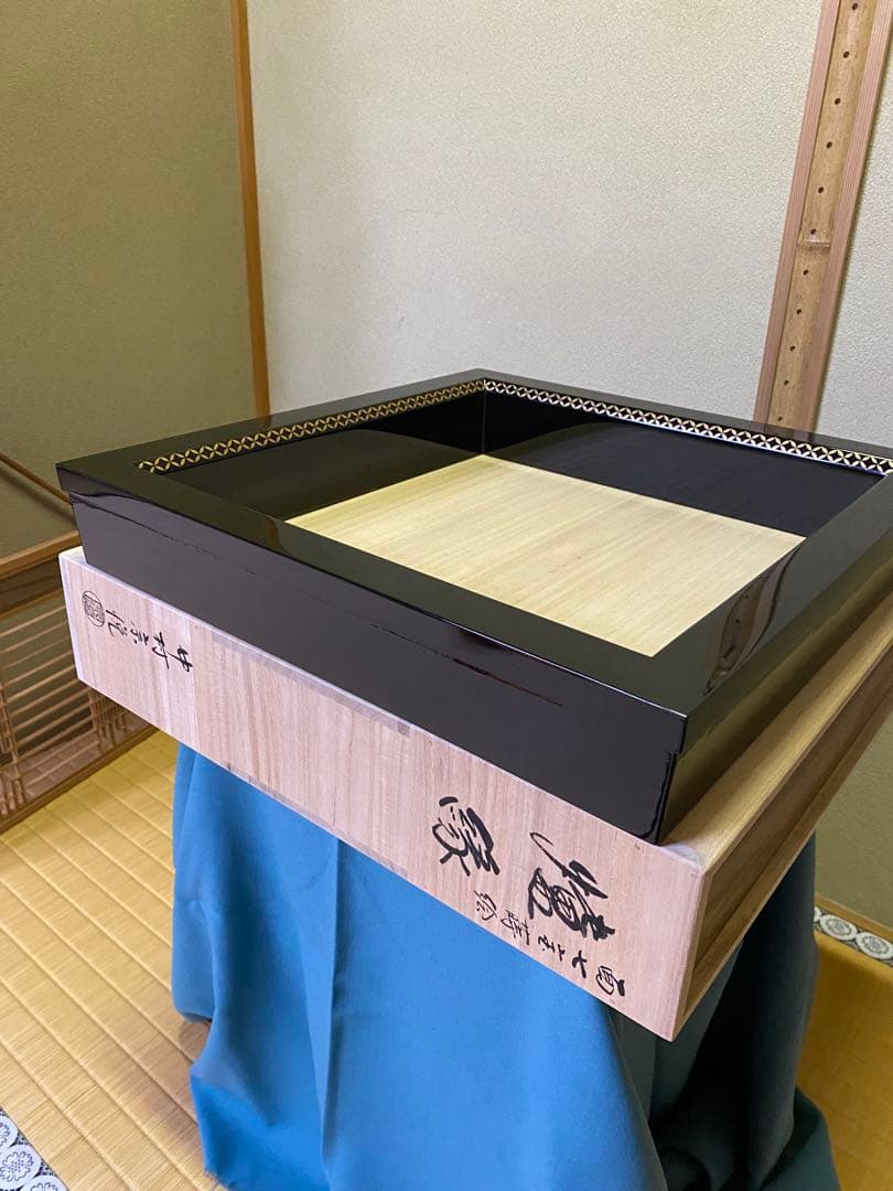 茶道具/炉縁 真塗 面七宝蒔絵 中村宗悦　共箱